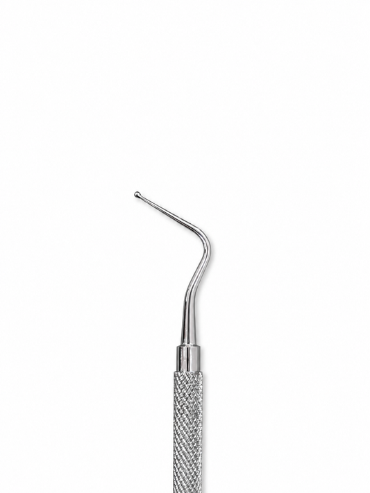 Hamburg Filling instrument one end curved ball - other end angled ball