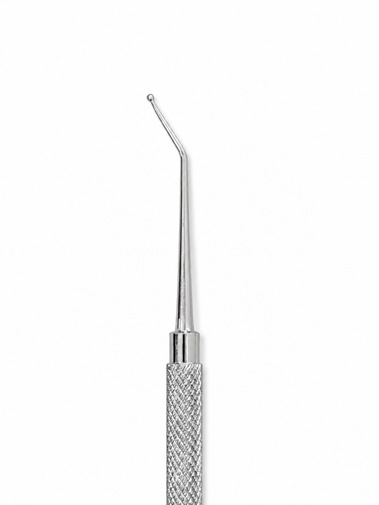 Hamburg Filling instrument one end curved ball - other end angled ball