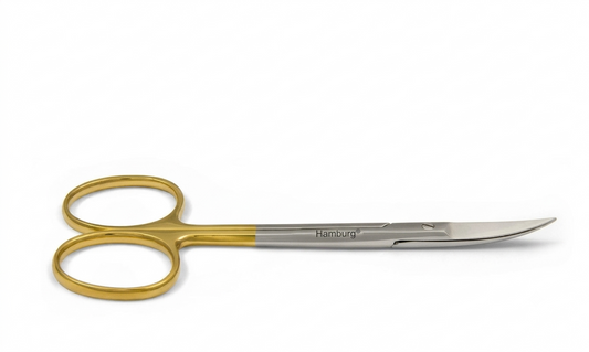 Hamburg Gum Scissors Gold Plated Iris Delicate Curved 11.5 cm