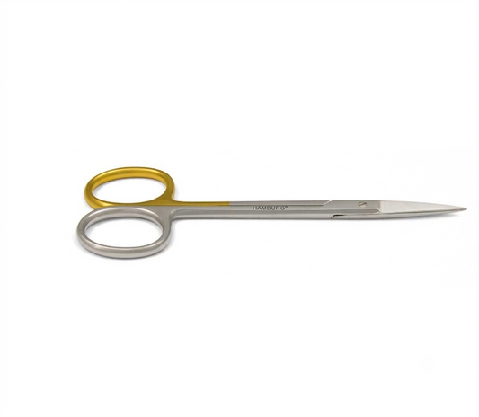 Hamburg Gum Scissors Gold Plated Iris Delicate Straight 11.5 cm